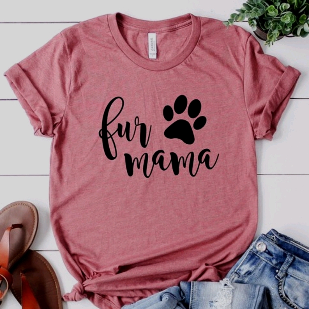 GO TO NEW LISTING Fur Mama Shirt Dog Cat Pet Mom Mother Kids Paw LARGE SOLD OUT - Picture 1 of 4